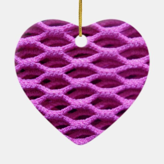 Ornement Cœur En Céramique Crochet rose (Dos)