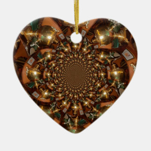 Ornement Cœur En Céramique Culture de thé argent et or élégant - Vintage Samo