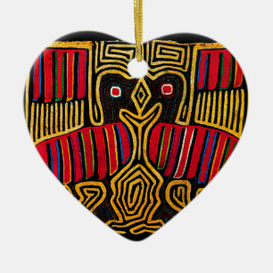 Ornement Cœur En Céramique Cuna Indian Mola Duck Design