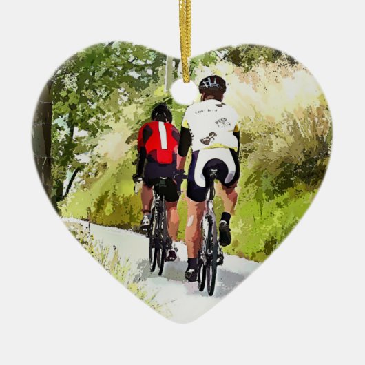 ORNEMENT CŒUR EN CÉRAMIQUE CYCLISME (Devant)