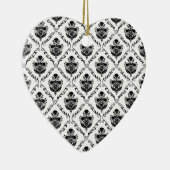 Ornement Cœur En Céramique Damas noir traditionnel (Droite)
