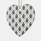 Ornement Cœur En Céramique Damas noir traditionnel (Gauche)