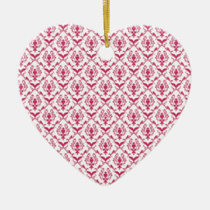Ornement Cœur En Céramique Damas roses #2 @ VictoriaShaylee