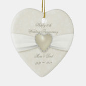 Ornement Cœur En Céramique Damask 30e anniversaire de Mariage (Droite)