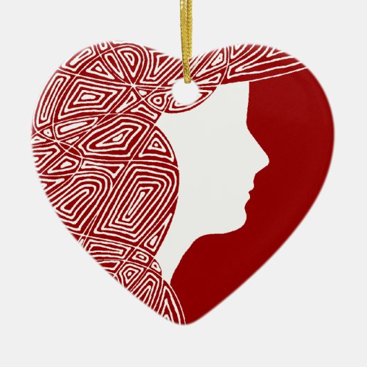 Ornement Cœur En Céramique Dame (Devant)