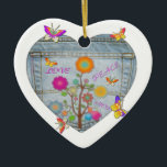 Ornement Cœur En Céramique Denim Pocket Fleurs cardiaques Papillons<br><div class="desc">You are viewing The Lee Hiller Designs Collection of Home and Office Decor,  Apparel,  Toxiques and Collectibles. The Designs include Lee Hiller Photographie et Mixed Media Digital Art Collection. You can view her her Nature photographiy at at http://HikeOurPlanet.com/ and follow her hiking blog within Hot Springs National Park.</div>