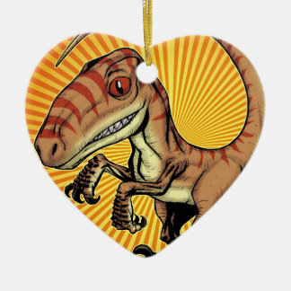 Ornement Cœur En Céramique Dinosaure de Raptor de Velociraptor par Marco D