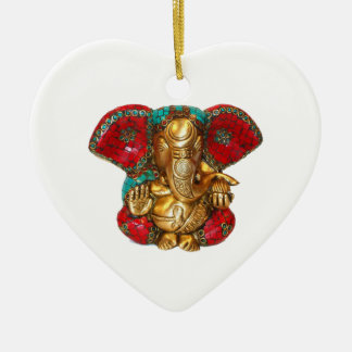 Ornement Cœur En Céramique DIWALI heureux - Merci GANAPATI Ganesh