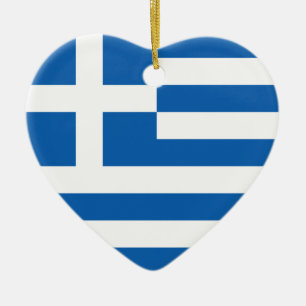 Ornement Cœur En Céramique Drapeau de la Grèce