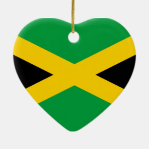 Ornement Cœur En Céramique Drapeau de la Jamaïque