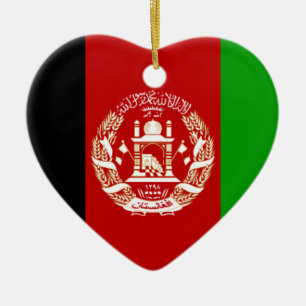 Ornement Cœur En Céramique Drapeau de l'Afghanistan