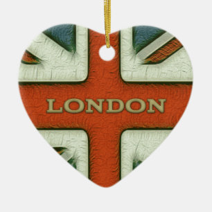 Ornement Cœur En Céramique Drapeau de Londres R-U