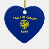 Ornement Cœur En Céramique Drapeau d'État de l'Oregon (Devant)