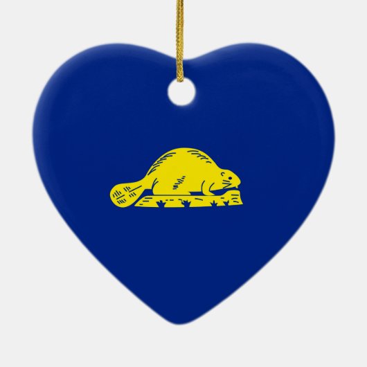 Ornement Cœur En Céramique Drapeau d'État de l'Oregon (Dos)