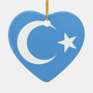 Ornement Cœur En Céramique Drapeau est de Turkestan Uyghur