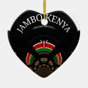 Ornement Cœur En Céramique Drapeau kényan inspiré Jambo Welcome Design Art