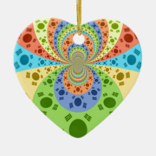 Ornement Cœur En Céramique Drapeau sud-coréen Inspiré Art Abstrait Impression
