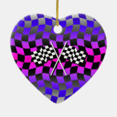 Ornement Cœur En Céramique drapeaux checkered (Dos)