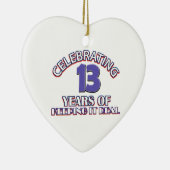 Ornement Cœur En Céramique Drôle 13ème anniversaire conceptions (Droite)