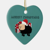 Ornement Cœur En Céramique Drôle mignon Père Noël dessin animé mouton Noël (Droite)