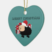 Ornement Cœur En Céramique Drôle mignon Père Noël dessin animé mouton Noël (Gauche)