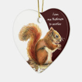 Ornement Cœur En Céramique D'un Nuthouse à un autre humour d'écureuil amusant (Gauche)