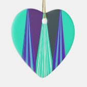 Ornement Cœur En Céramique Edgy Blue Purple Cyan Chevron Art Imprimer (Droite)