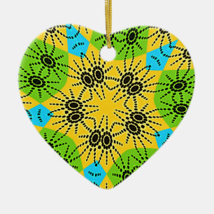 Ornement Cœur En Céramique Élégant Araignée d'inspiration africaine Motif tra