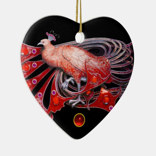 ORNEMENT CŒUR EN CÉRAMIQUE ELÉGANT CACHET EN ROUGE RUBY HEART (Droite)