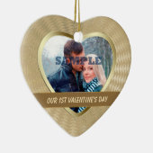 Ornement Cœur En Céramique Elégant Modèle photo Or Notre première Valentine (Droite)