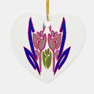 Ornement Cœur En Céramique Elégante aquarelle Rose Imprimer