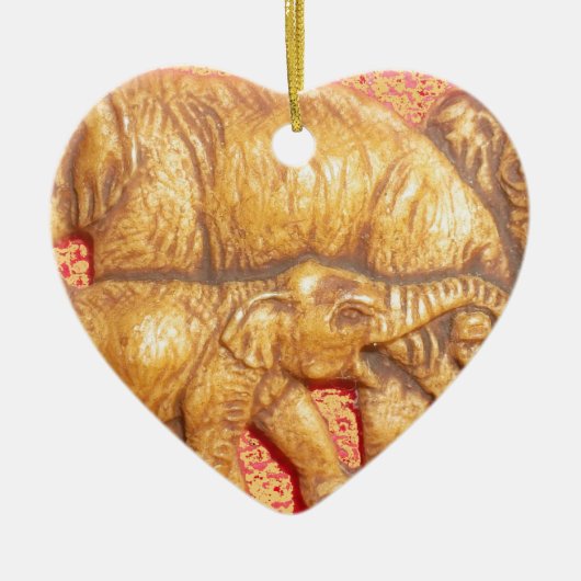 Ornement Cœur En Céramique Eléphants africains de mara en danger (Devant)