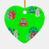 Ornement Cœur En Céramique emoji poop de noël (Devant)