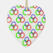 Ornement Cœur En Céramique Engrenages rouges, verts et bleus (Droite)