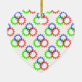 Ornement Cœur En Céramique Engrenages rouges, verts et bleus (Devant)