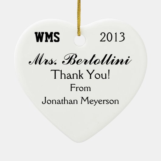 Ornement Cœur En Céramique Enseignant scolaire - Merci - SRF (Dos)