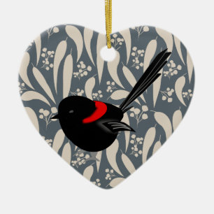 Ornement Cœur En Céramique Fairy Wrens