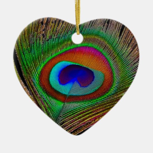 Ornement Cœur En Céramique Feather Vibrant Copper (Devant)