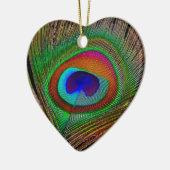 Ornement Cœur En Céramique Feather Vibrant Copper (Gauche)