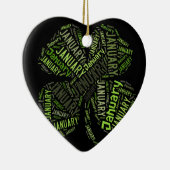 Ornement Cœur En Céramique Fermeture feuille quatre janvier (Droite)