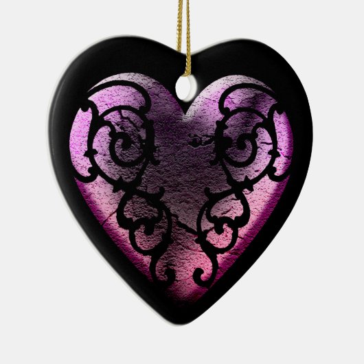 Ornement Cœur En Céramique Filigree Goth Coeur rose (Droite)