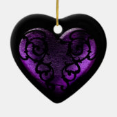 Ornement Cœur En Céramique Filigree Goth Purple Heart (Dos)