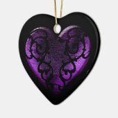 Ornement Cœur En Céramique Filigree Goth Purple Heart (Gauche)