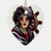 Ornement Cœur En Céramique Fille de marin (Droite)
