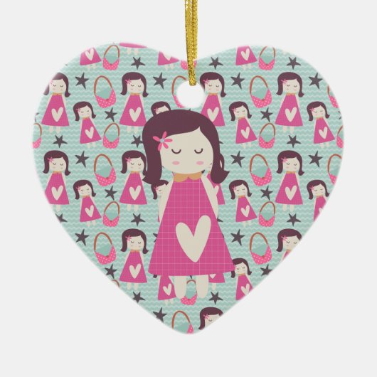 Ornement Cœur En Céramique Filles et sacs à main (Devant)