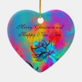 Ornement Cœur En Céramique FLEURS BLANCHES rose jaune violet, bleu turquoise (Dos)