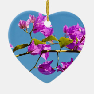 Ornement Cœur En Céramique Fleurs de bougainvillée