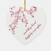 Ornement Cœur En Céramique Fleurs de cerisier Mariage Favor Ornament (Dos)