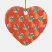 Ornement Cœur En Céramique Floral Ditsy, Rayures, Patchwork Pois (Dos)