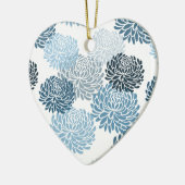 Ornement Cœur En Céramique Flore bleu chic (Gauche)